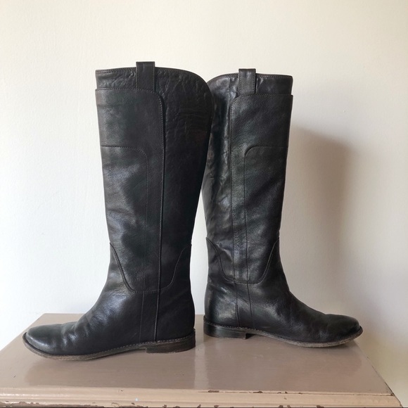 Frye Paige Tall Brown Leather Riding Boots - Picture 4 of 8